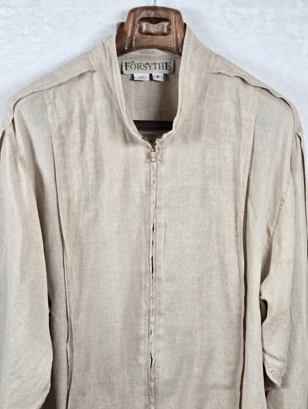 Vintage Roger Forsythe 100% Linen Bomber Lightweight Full Zip Jacket Sz.S - Picture 3 of 13